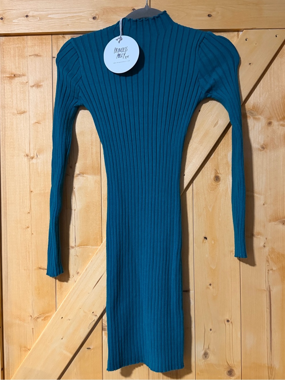 NWT Princess Polly Francesca Ribbed Mini Dress Teal Size 2